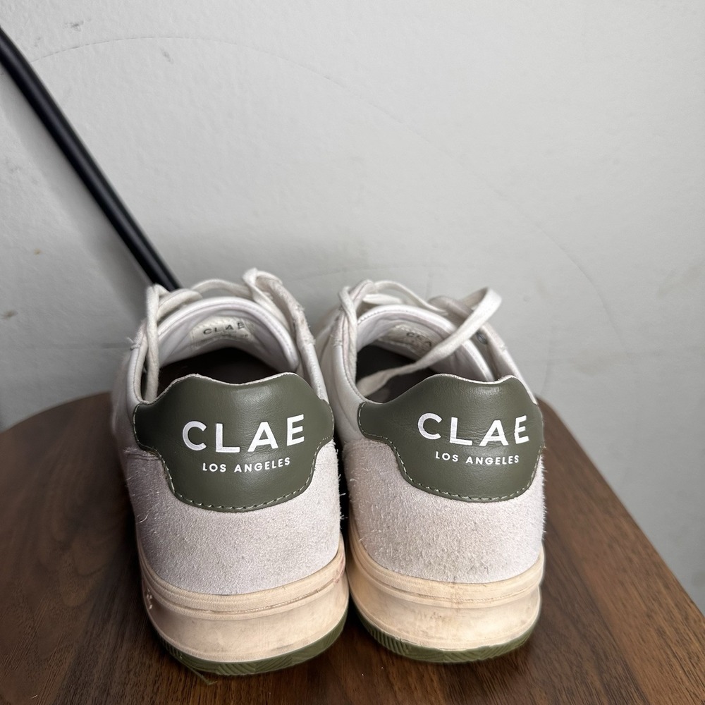 HTF CLAE Malone Men 10 Cream Leather & Smoke Comfrey Court Sneakers Classic - Picture 2 of 10